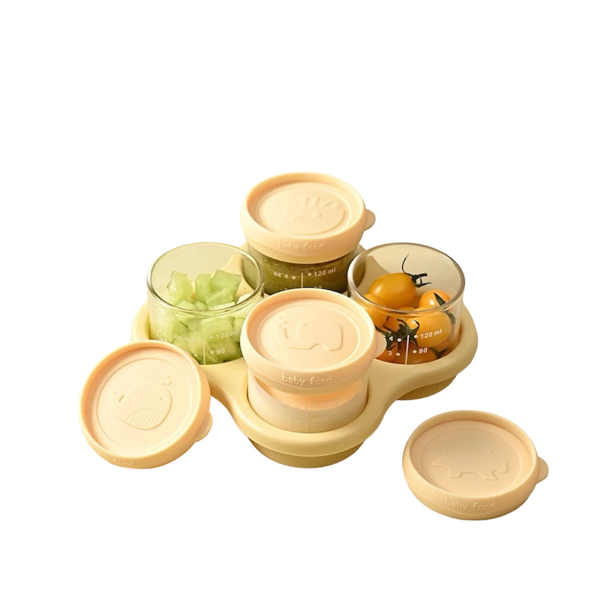 Glass Baby Food Jars with Silicone Lids