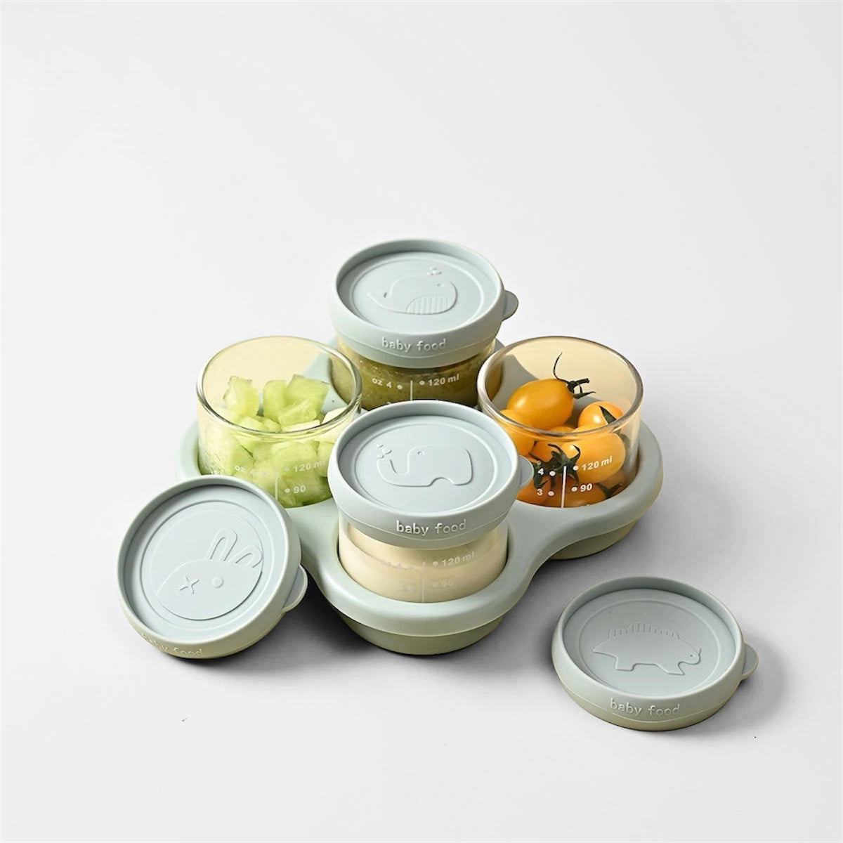 Glass Baby Food Jars with Silicone Lids
