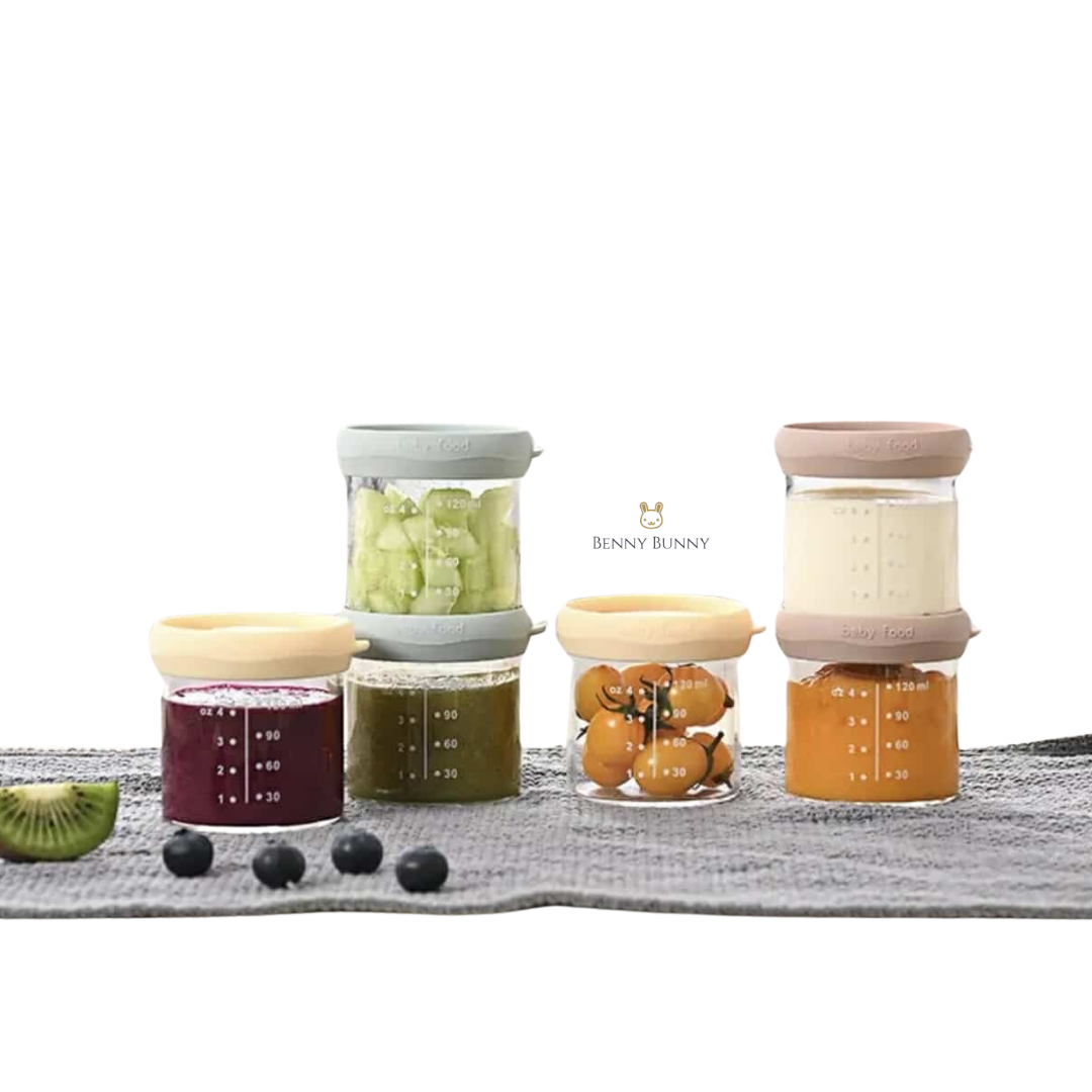 Glass Baby Food Jars with Silicone Lids