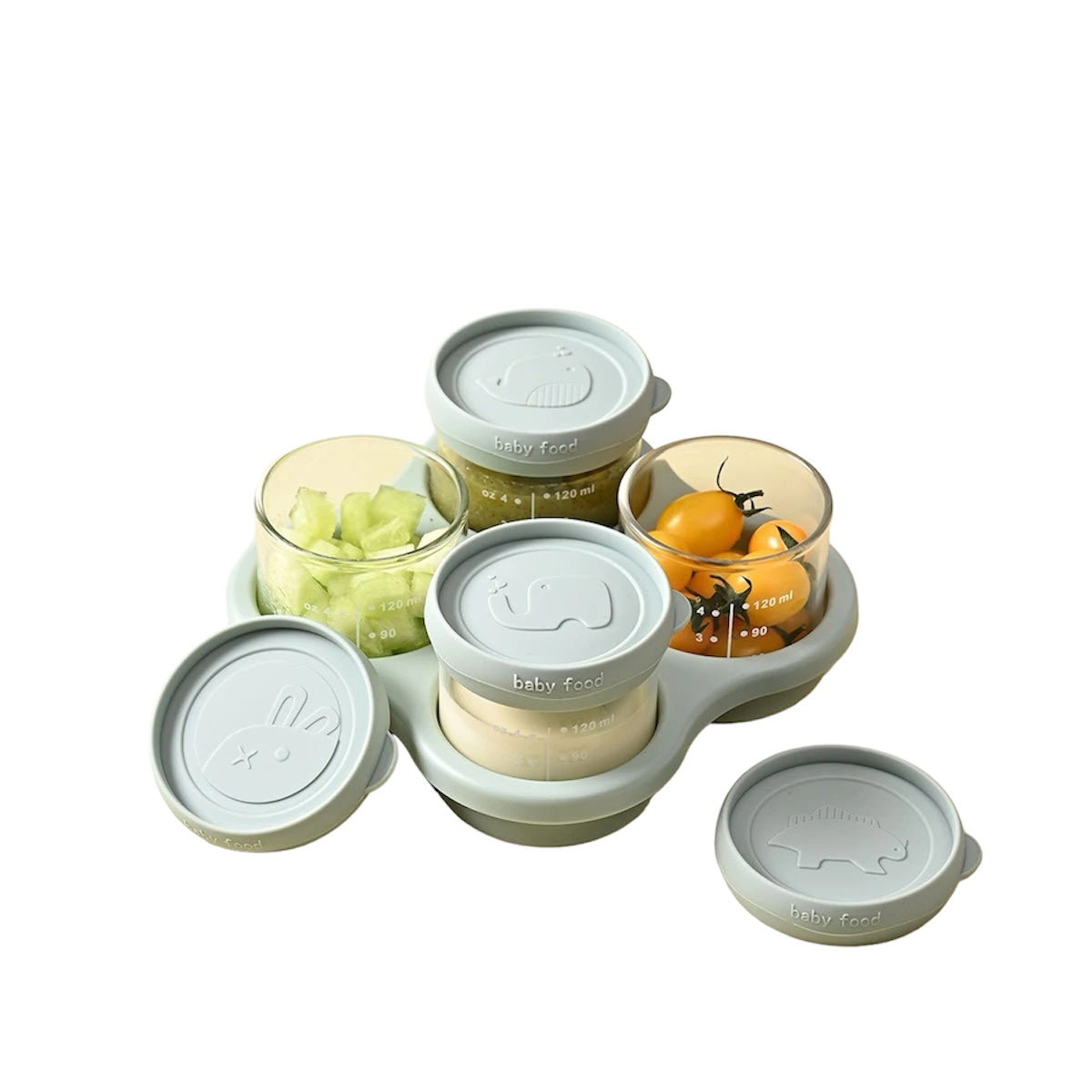 Glass Baby Food Jars with Silicone Lids